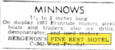 Pine Rest Motel - Dec 1956 Ad (newer photo)